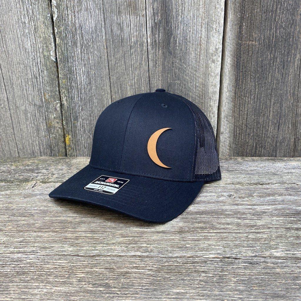 Crescent Moon Chestnut Leather Patch Hat - Richardson 112 | Hells Canyon Designs Solid Black