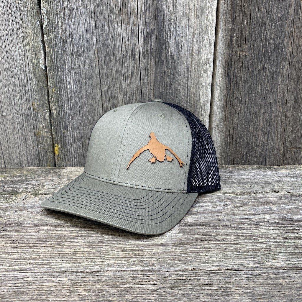 Duck Hunters Chestnut Leather Patch Hat - Richardson 112 | Hells Canyon Designs Loden/Black