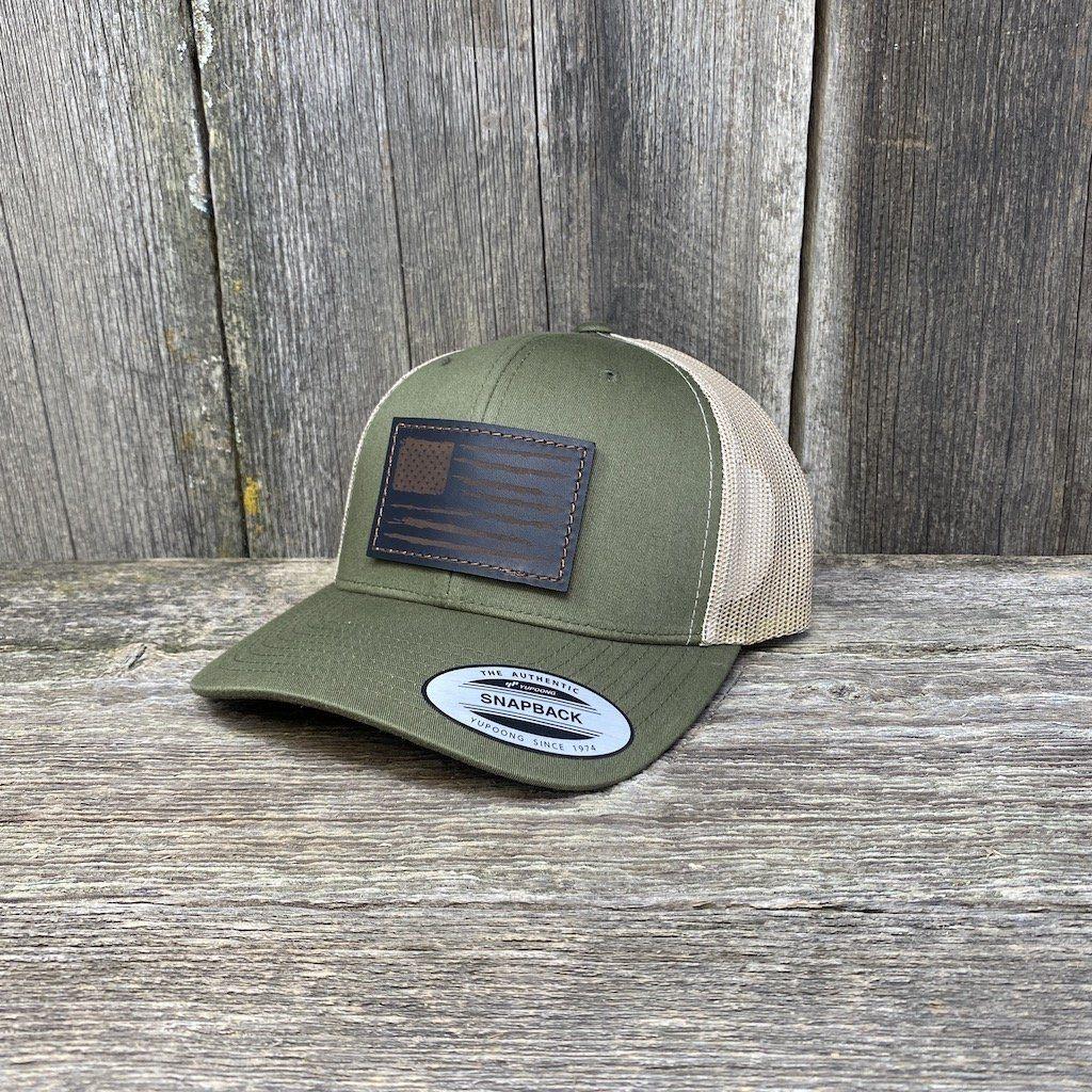 American Flag Trucker Hat Leather Patch Trucker Style Hats for Men