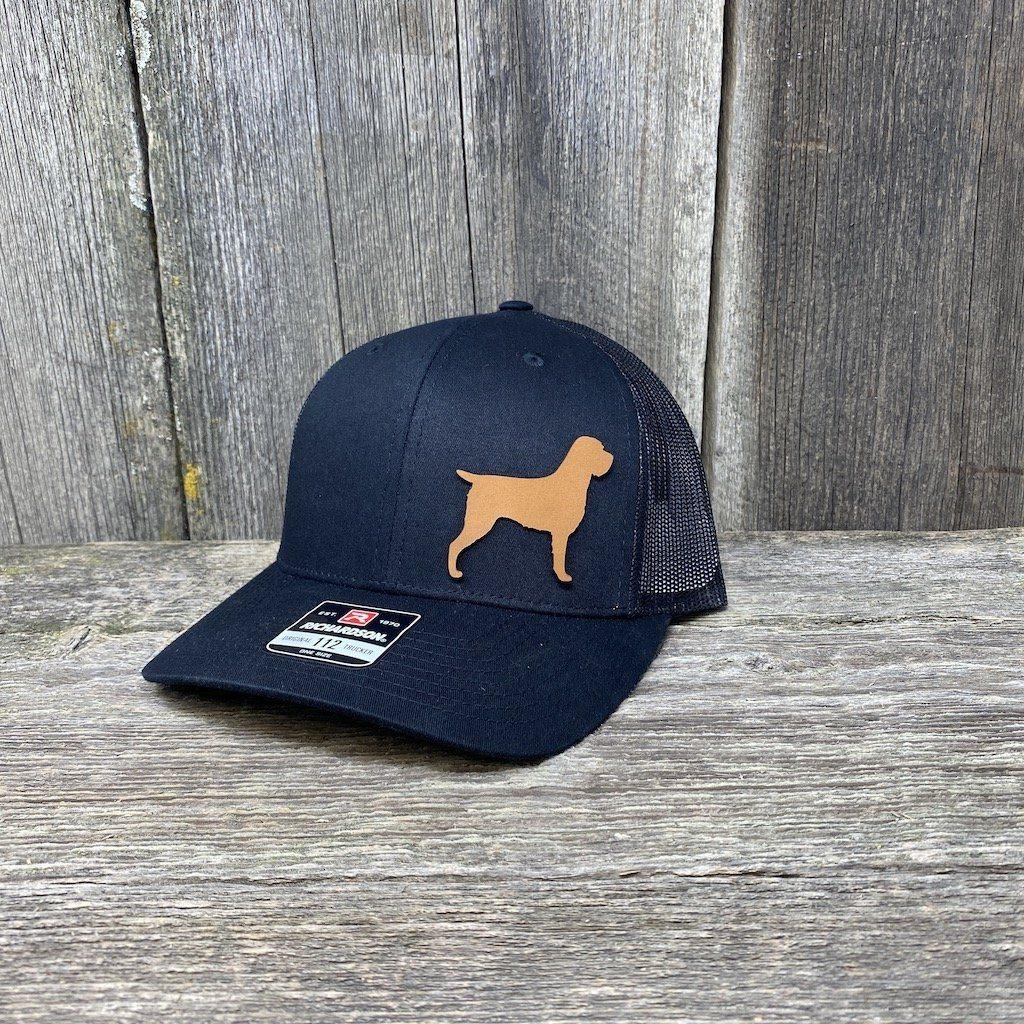 Hunting Dog Chestnut Leather Patch Hat - Richardson 112 | Hells Canyon Designs Solid Black