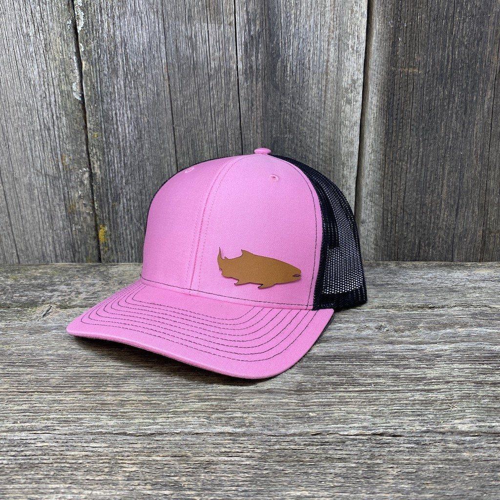 Salmon Fishing Leather Patch Hat - Richardson 112 | Hells Canyon Designs Pink/Black