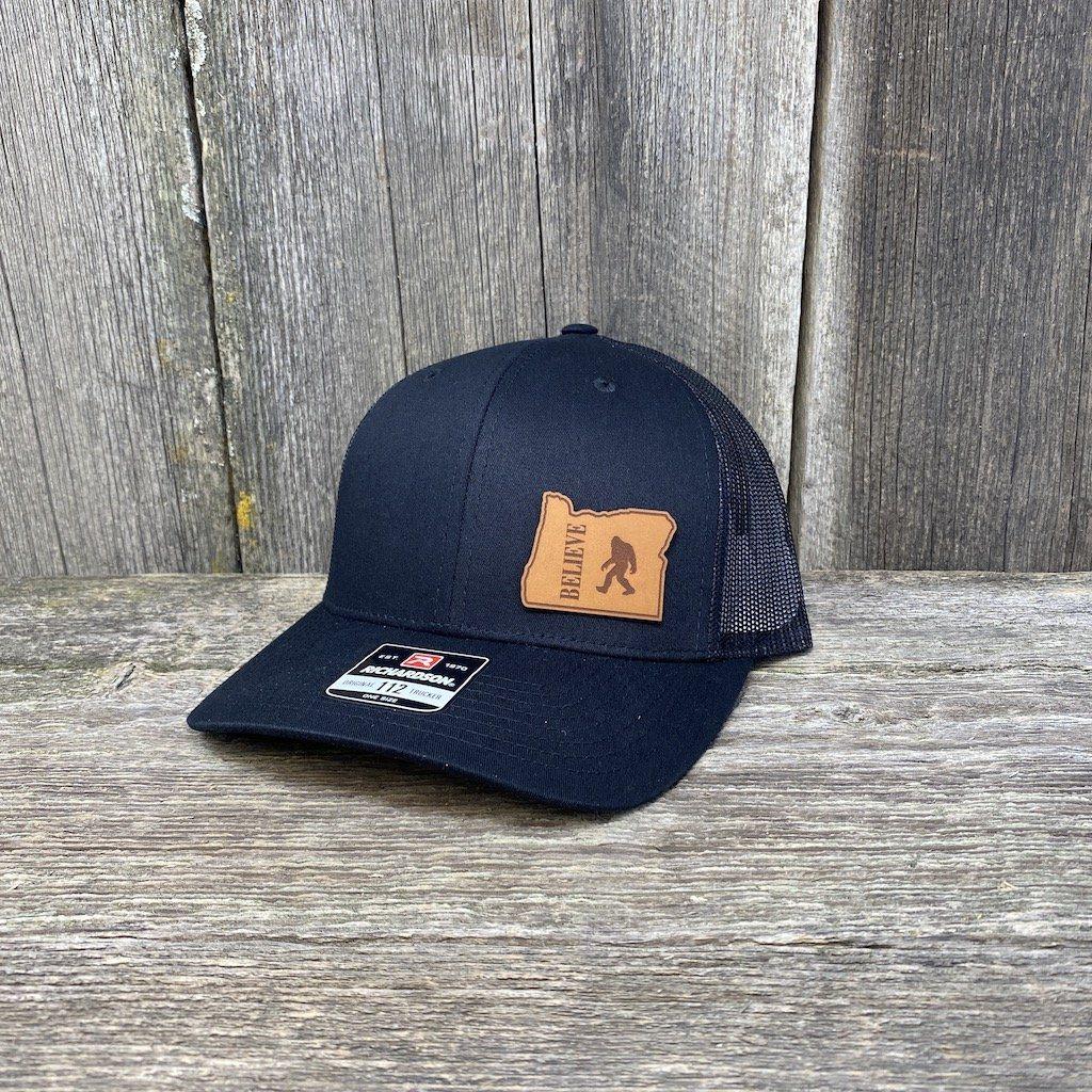 Sasquatch Oregon Leather Patch Hat - Richardson 112 | Hells Canyon Designs Heather/Black