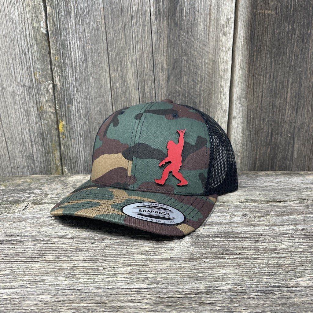 Wyoming Cowboys Leather Cow Tag Patch Camo Snapback Hat