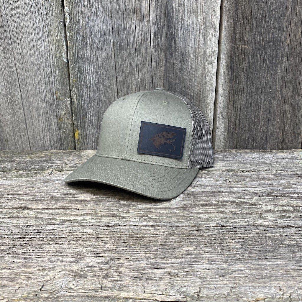 Steelhead Fly Black Leather Patch Hat - Richardson 112 | Hells Canyon Designs Loden
