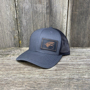 Salmon Fishing Leather Patch Hat - Richardson 112 | Hells Canyon Designs Charcoal/Black