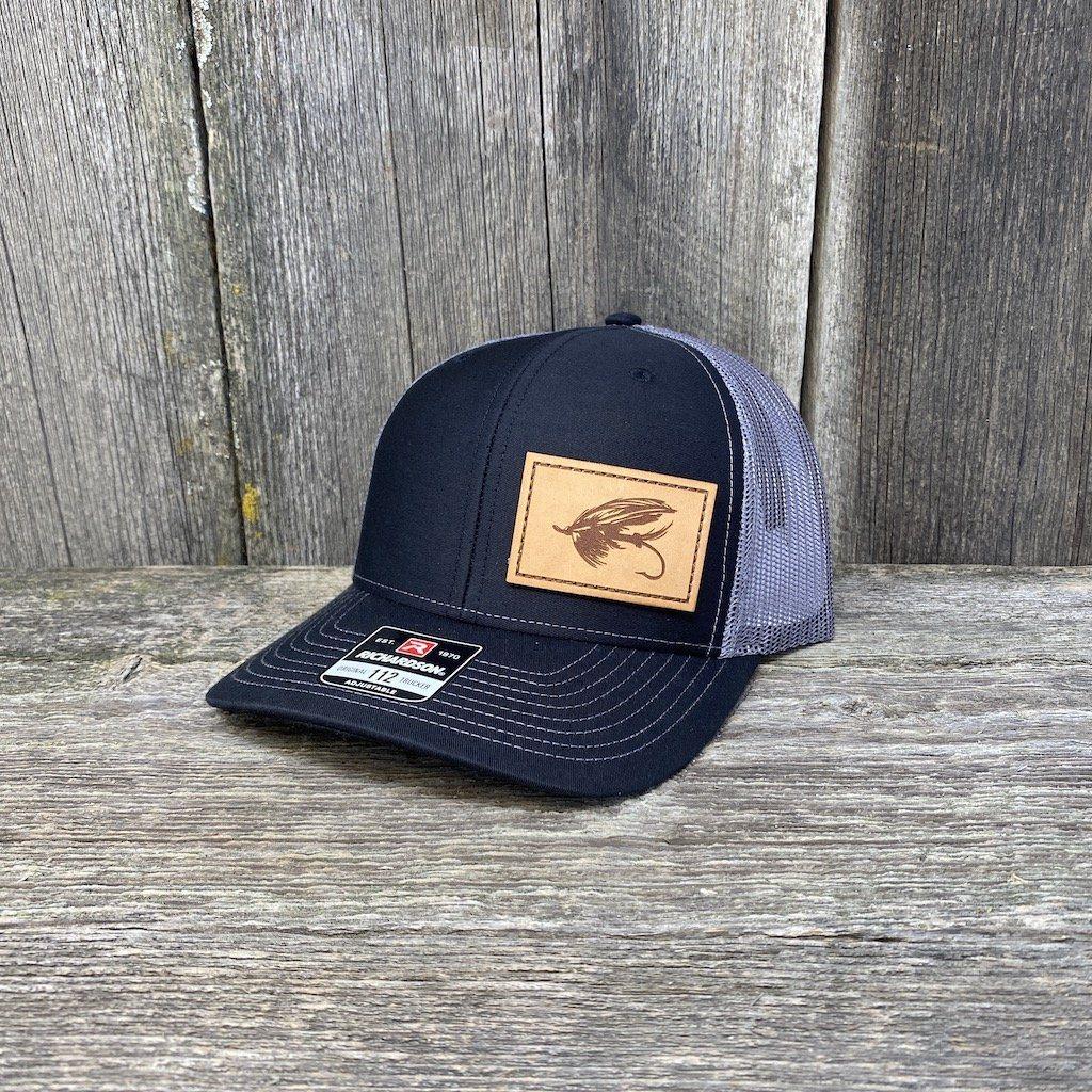 HAND SEWN NATURAL STEELHEAD FLY LEATHER PATCH HAT - RICHARDSON 112
