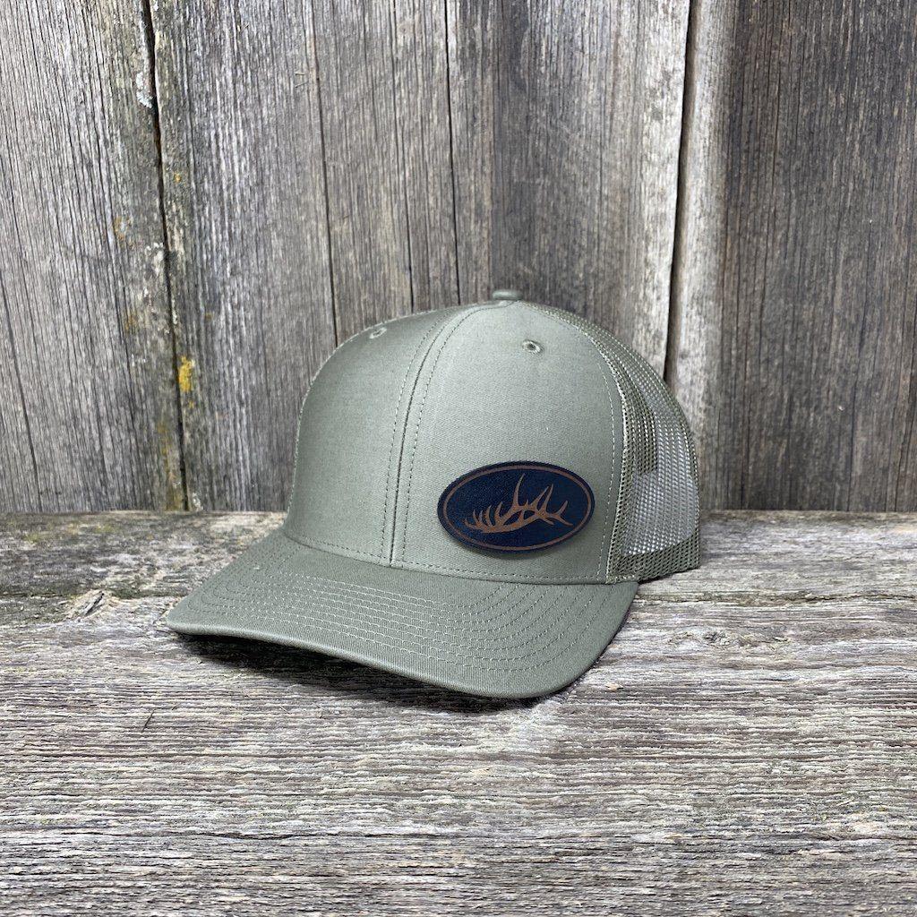 Hand Sewn Black Elk Rack Leather Patch Hat - Richardson 112 | Hells Canyon Designs Loden