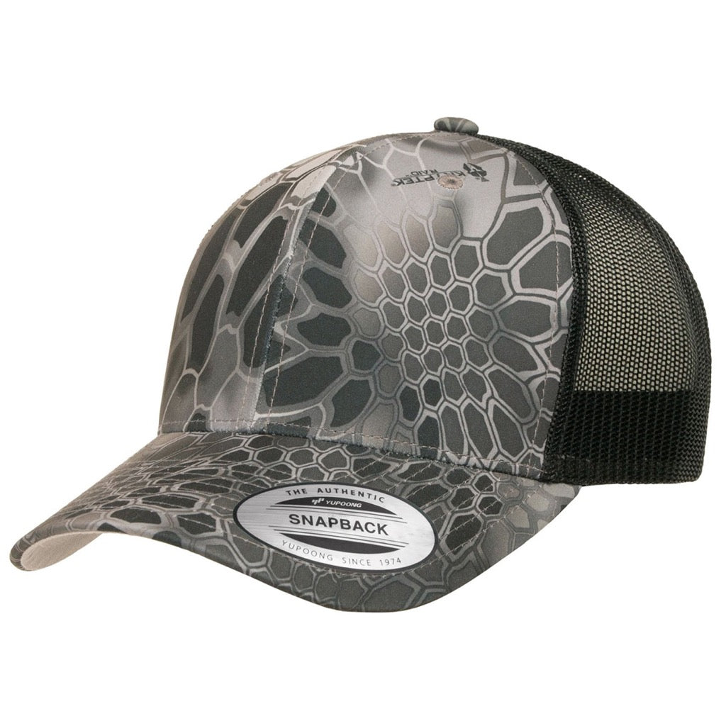 Gray with gray camo mesh back LEATHER WAHOO patch